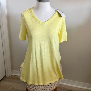 Chico's Pineapple Yellow Cotton Slub Elbow Sleeve Tee Size 0 Small NWT